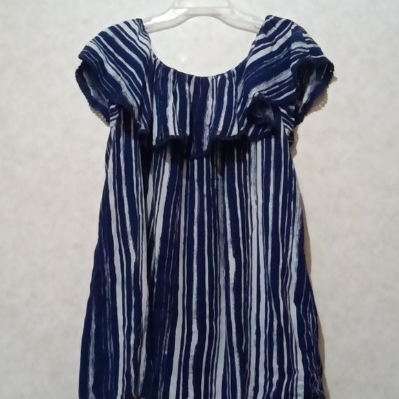 Faded Glory Tops - Faded Glory blue & white "off the shoulder" blouse size XL (16-18)